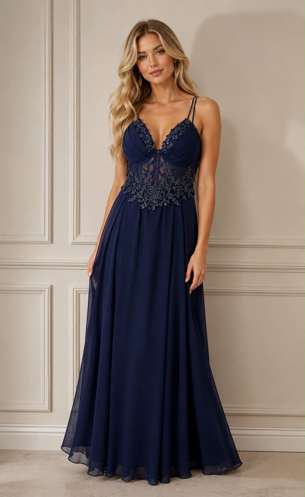 Nayla Lace Galajurk – Navyblauw 9469