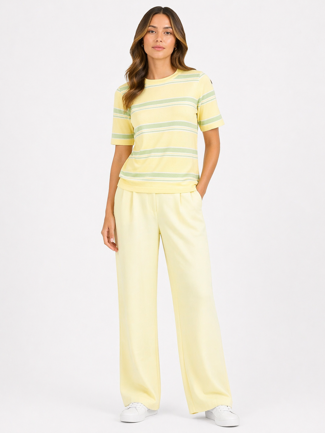 Essential Striped Top – Stretch Basic met Korte Mouw CH9591