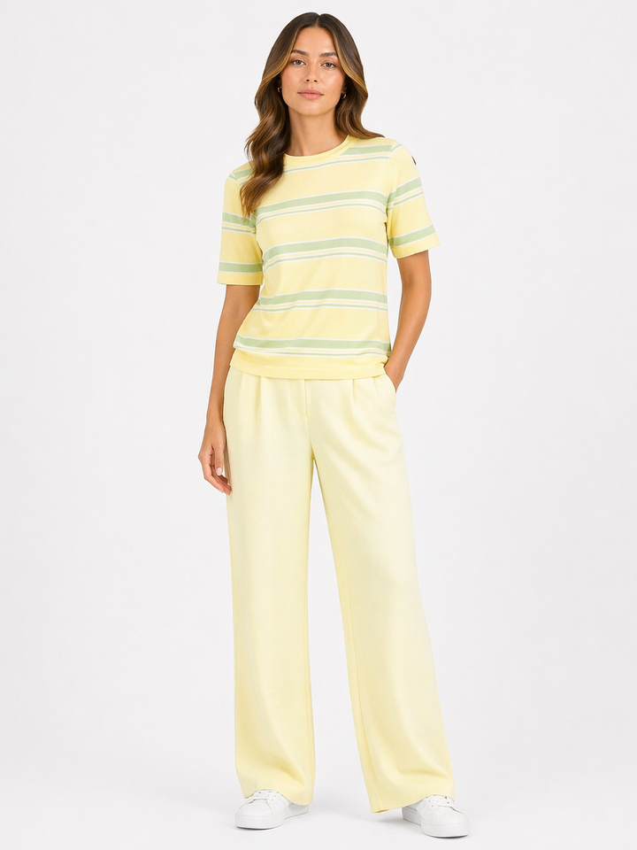 Essential Striped Top – Stretch Basic met Korte Mouw CH9591