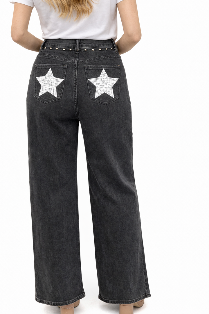 Starlight Stud Wide Leg Jeans HelloMiss HM1580-3