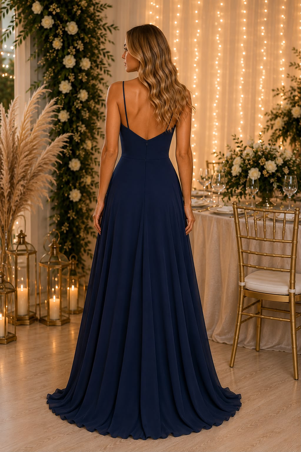 Amelia Draped Satin Gown M-8998