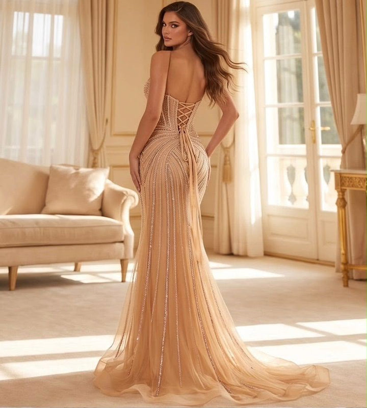 Selena Sparkle Mermaid Gown – Champagne 81031