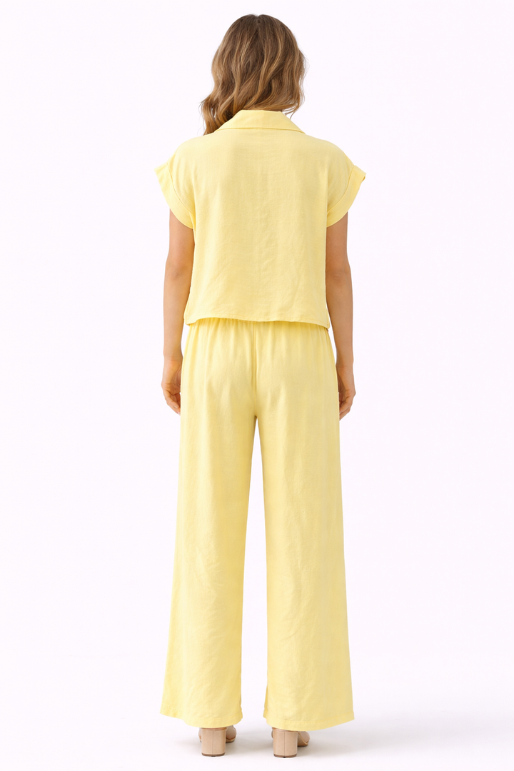 Elegante 2-Delige Set – Knoop Blouse & Wide Leg Broek 51052