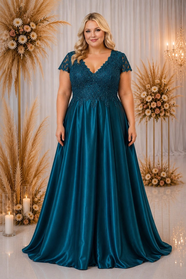Celeste Lace Satin Gown – Curve Collection 9435