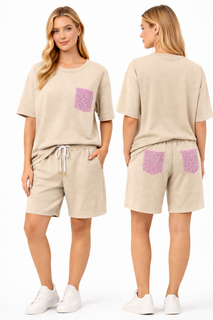 Sparkle Pocket Lounge Short Set 2383