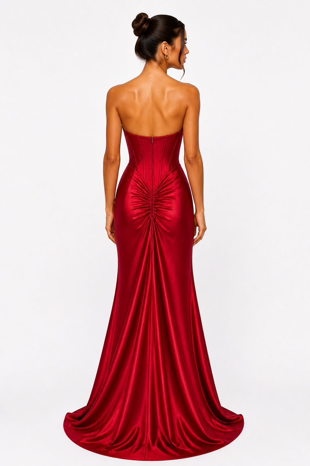 Ruby Elegance Corset Gown – Satin Luxe Edition F86059