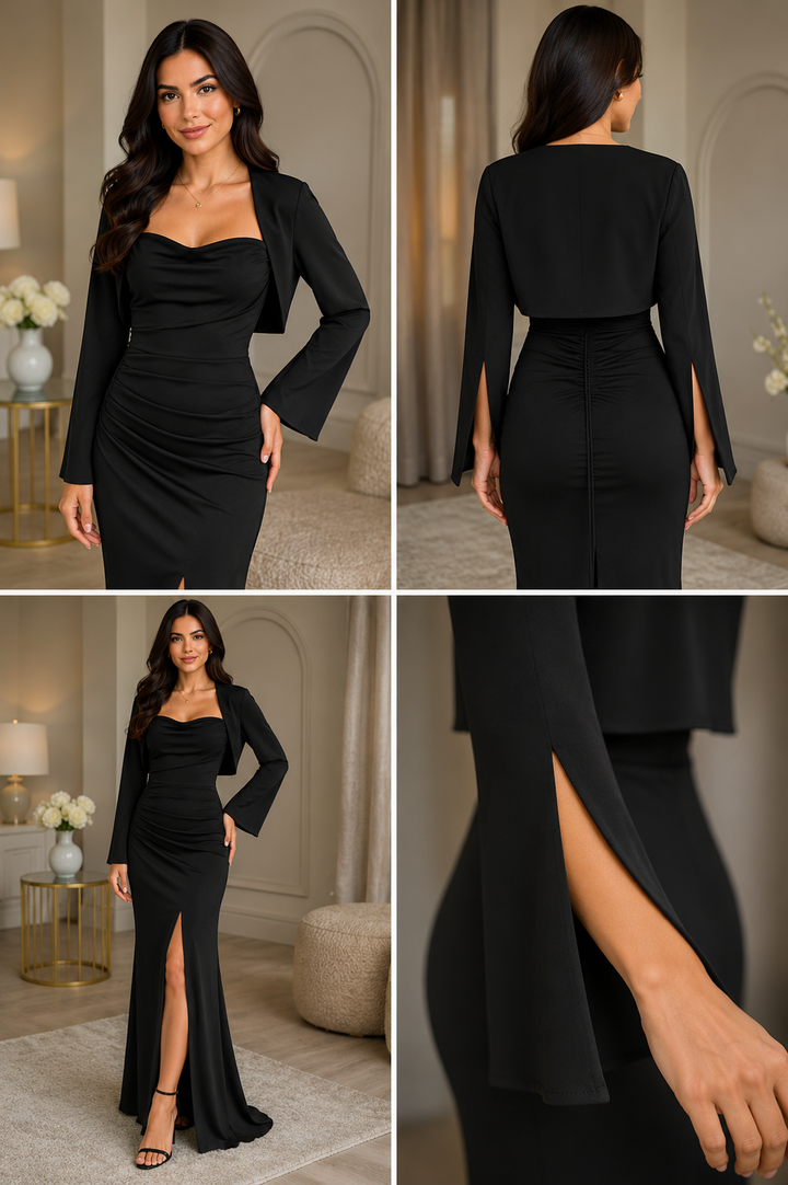 Elise Chiffon Split-Sleeve Bolero