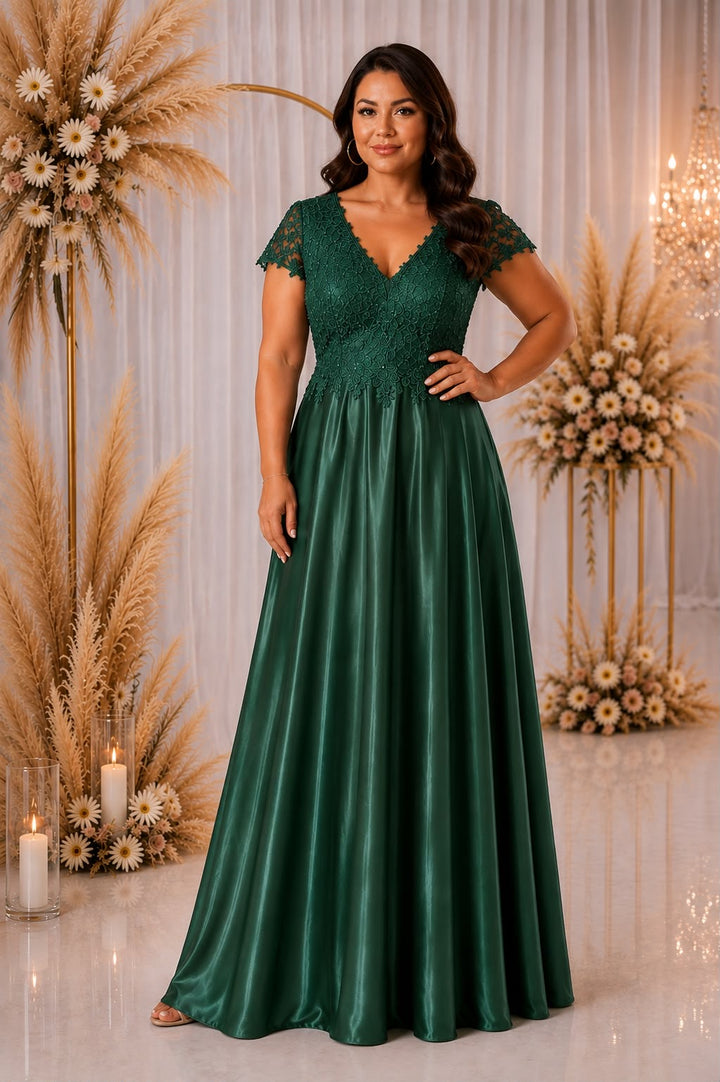 Celeste Lace Satin Gown – Curve Collection 9435