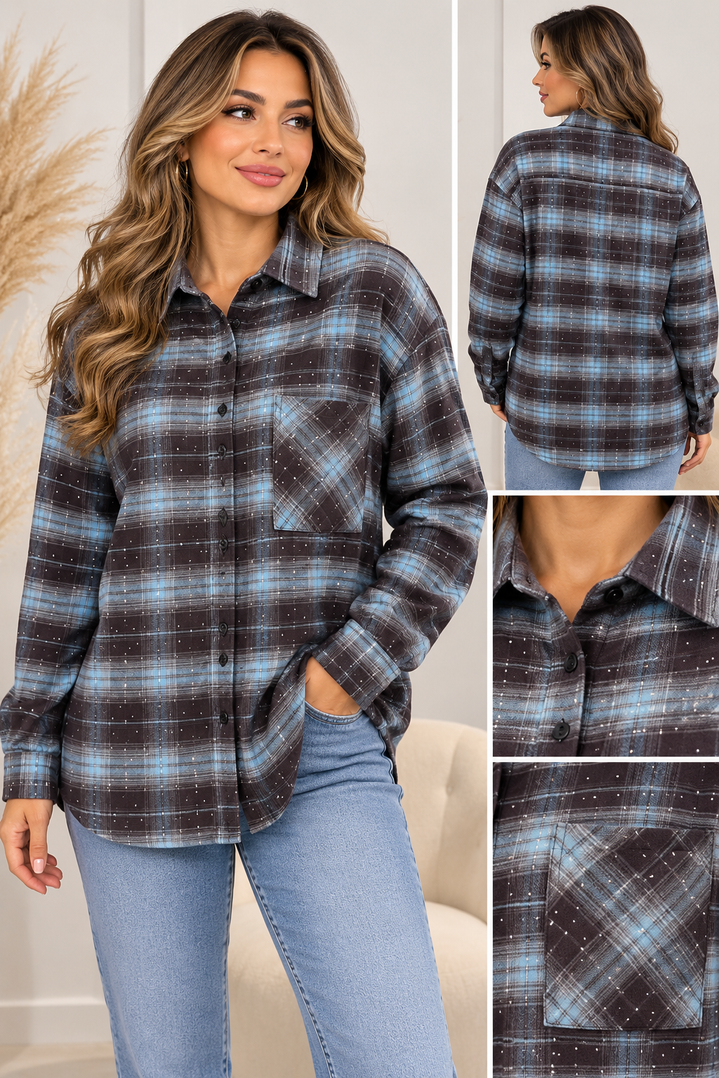 Skyline Luxe Plaid Overshirt CY5709A