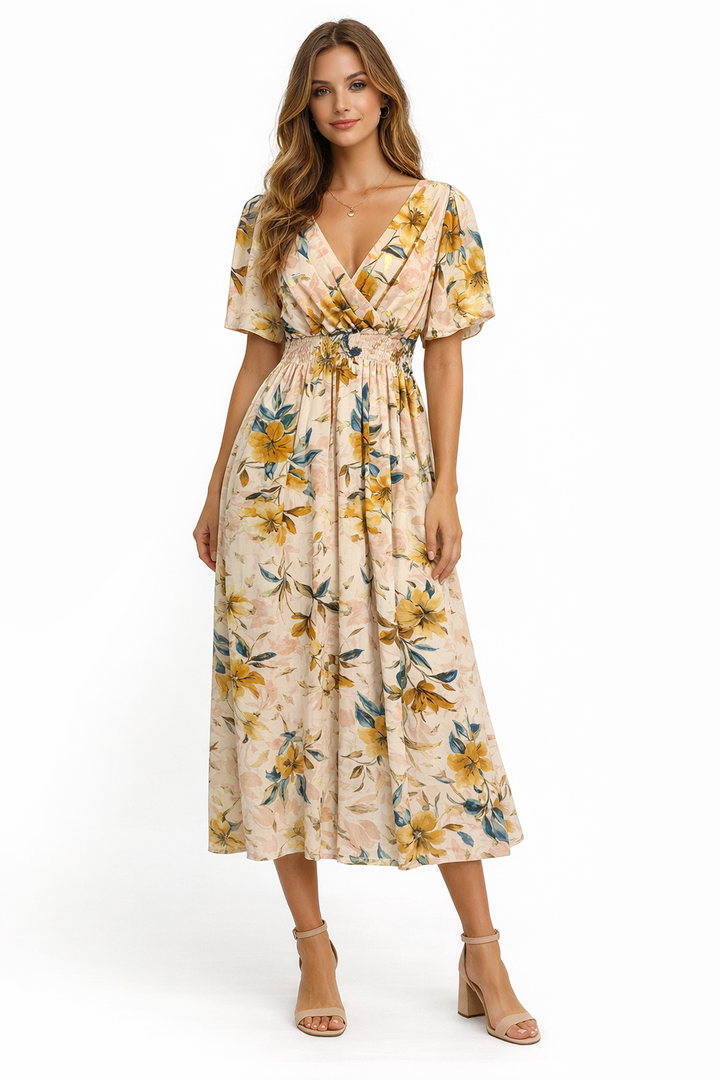 Golden Blossom Elegance Jurk 219399