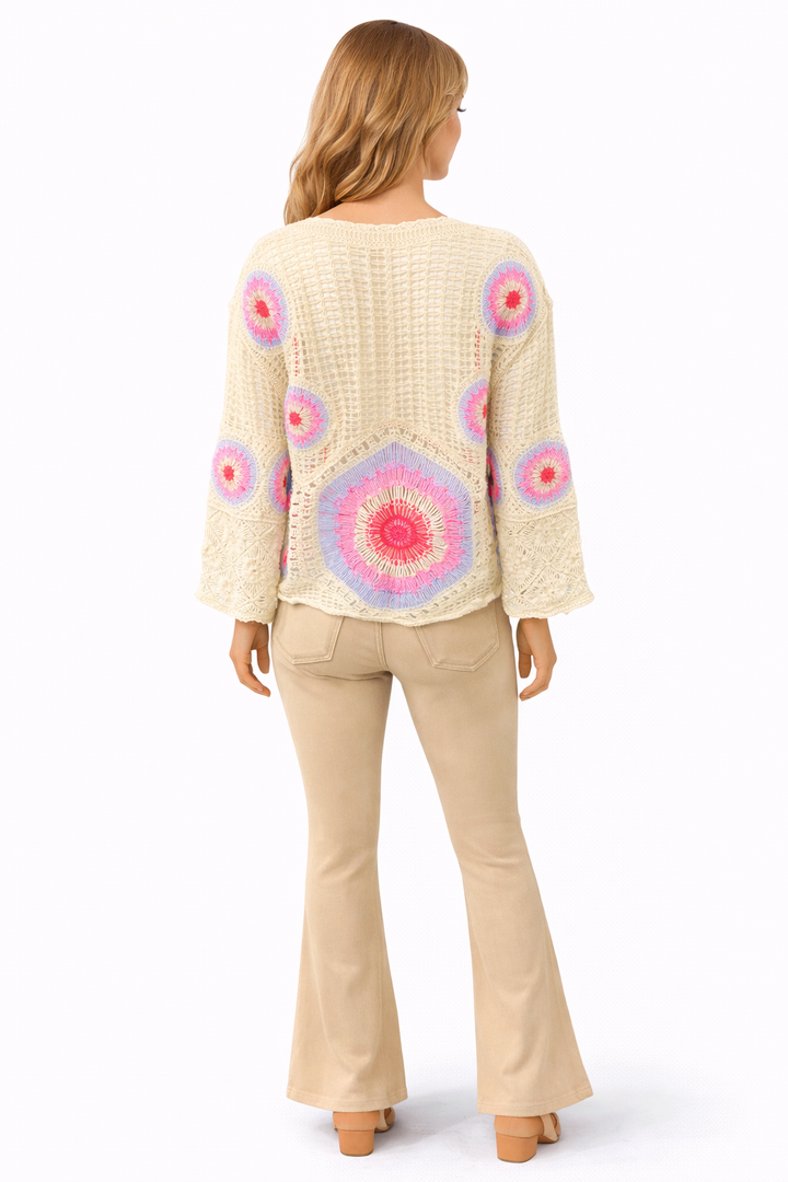 Bohemian Crochet Top – Zwart/Wit Ibiza Style M501