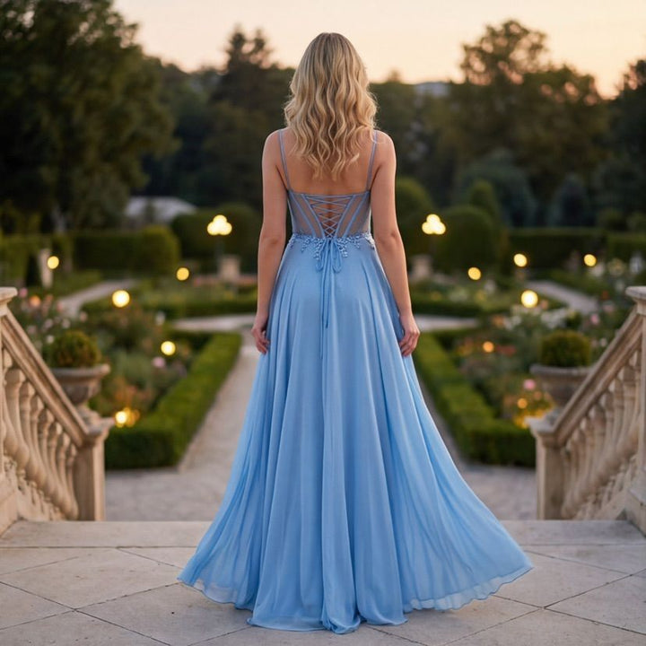 Celeste Glam Cape Evening Gown – Royal Blue, Blush Pink, Baby Blue & Ruby Red 0041