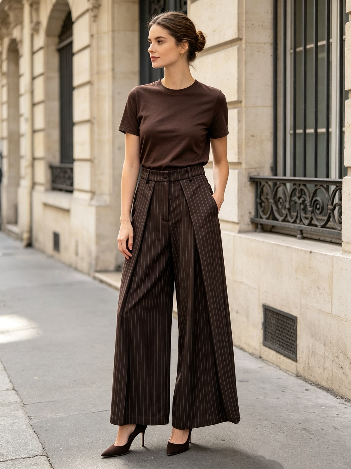 Milano Pinstripe Wide Leg Pantalon L62135