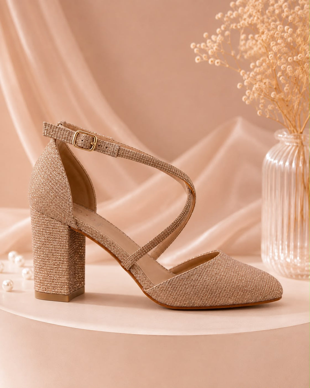 Sienna Glitter Pumps – Roségoud J-216