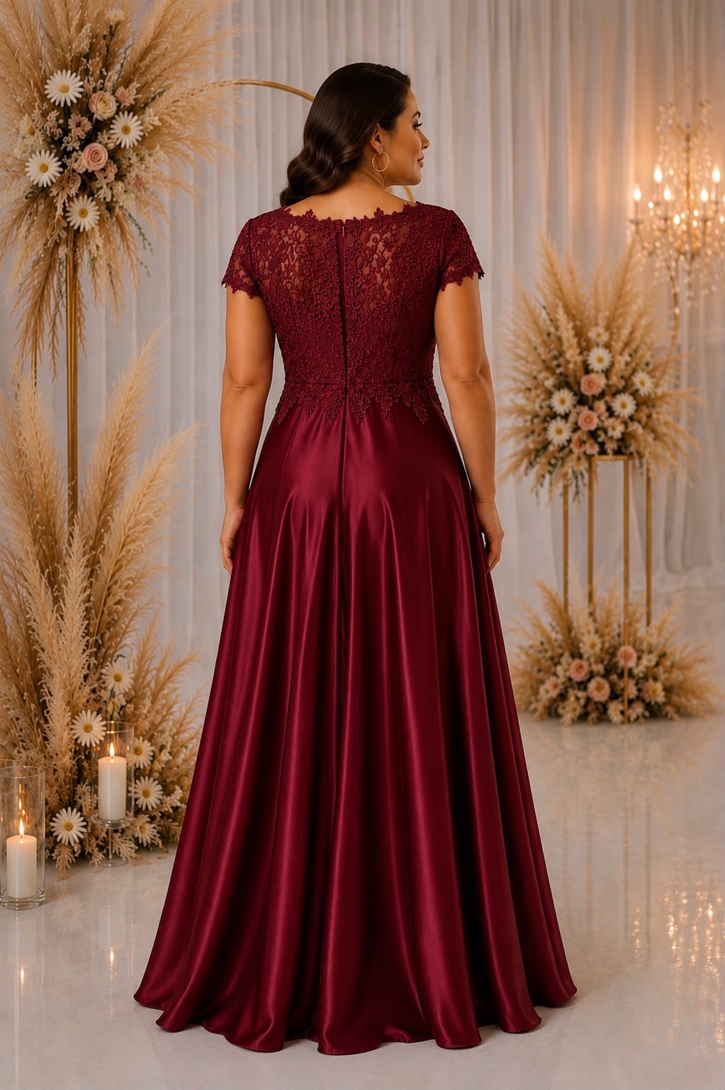 Celeste Lace Satin Gown – Curve Collection 9435