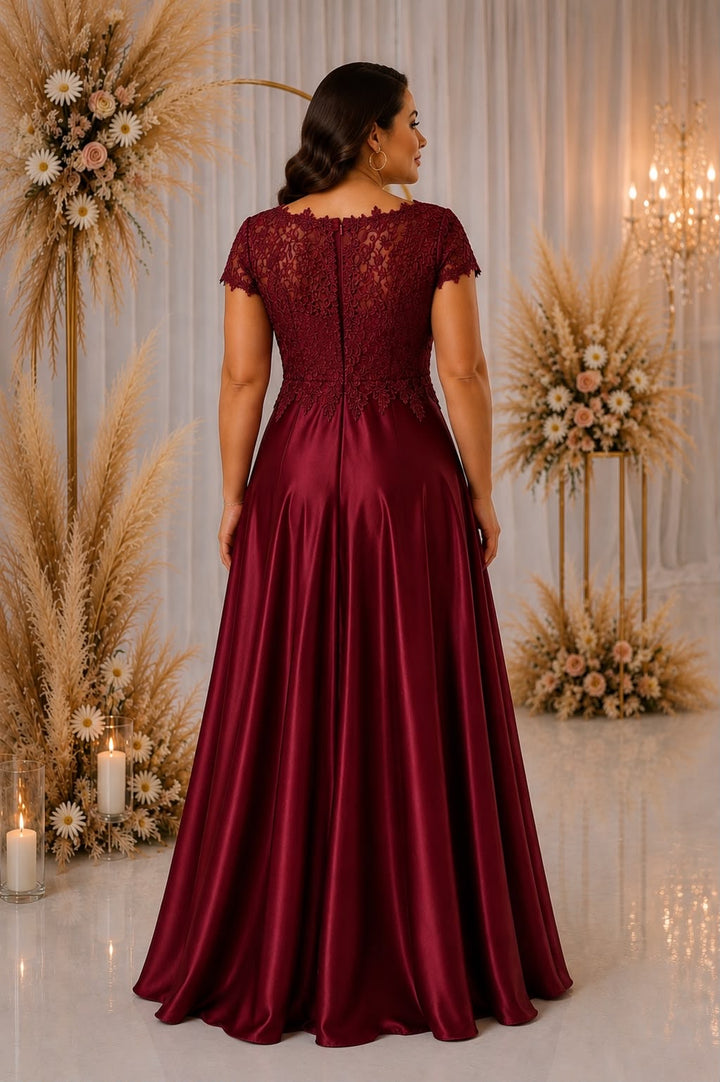 Celeste Lace Satin Gown – Curve Collection 9435