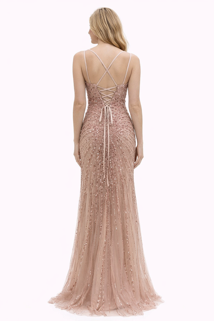 Rosé Étoile Sequin Mermaid Gala Dress XTC216
