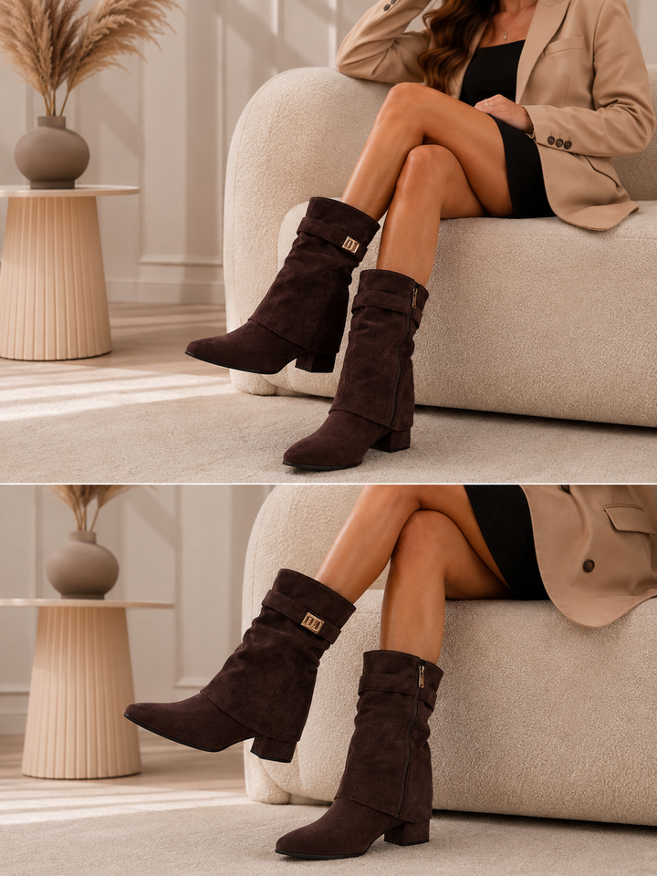 Elara Suede Buckle Boots LA3116