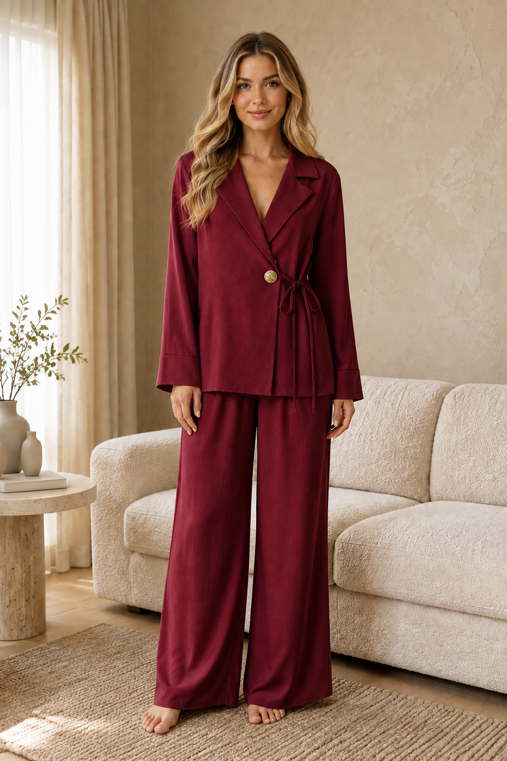 Elara Luxe Blazer Set met Wide Leg Broek 23092
