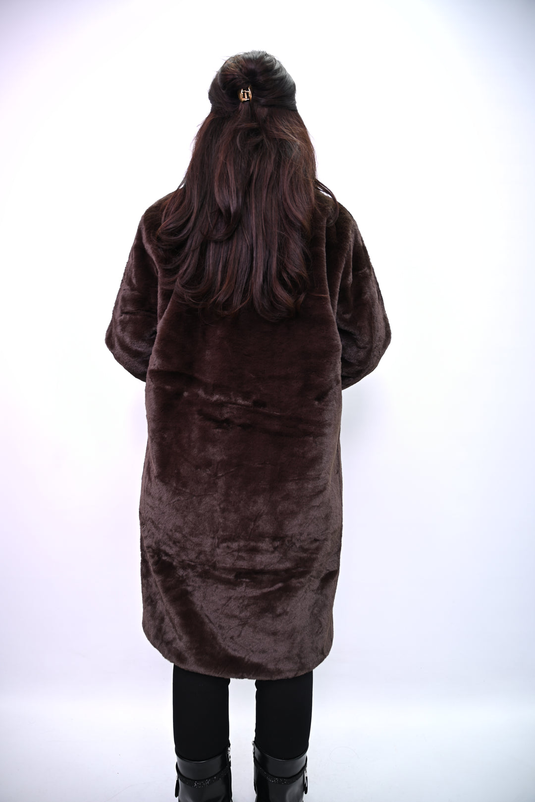 Noir Éclipse – Lange Faux Fur Jas A2501