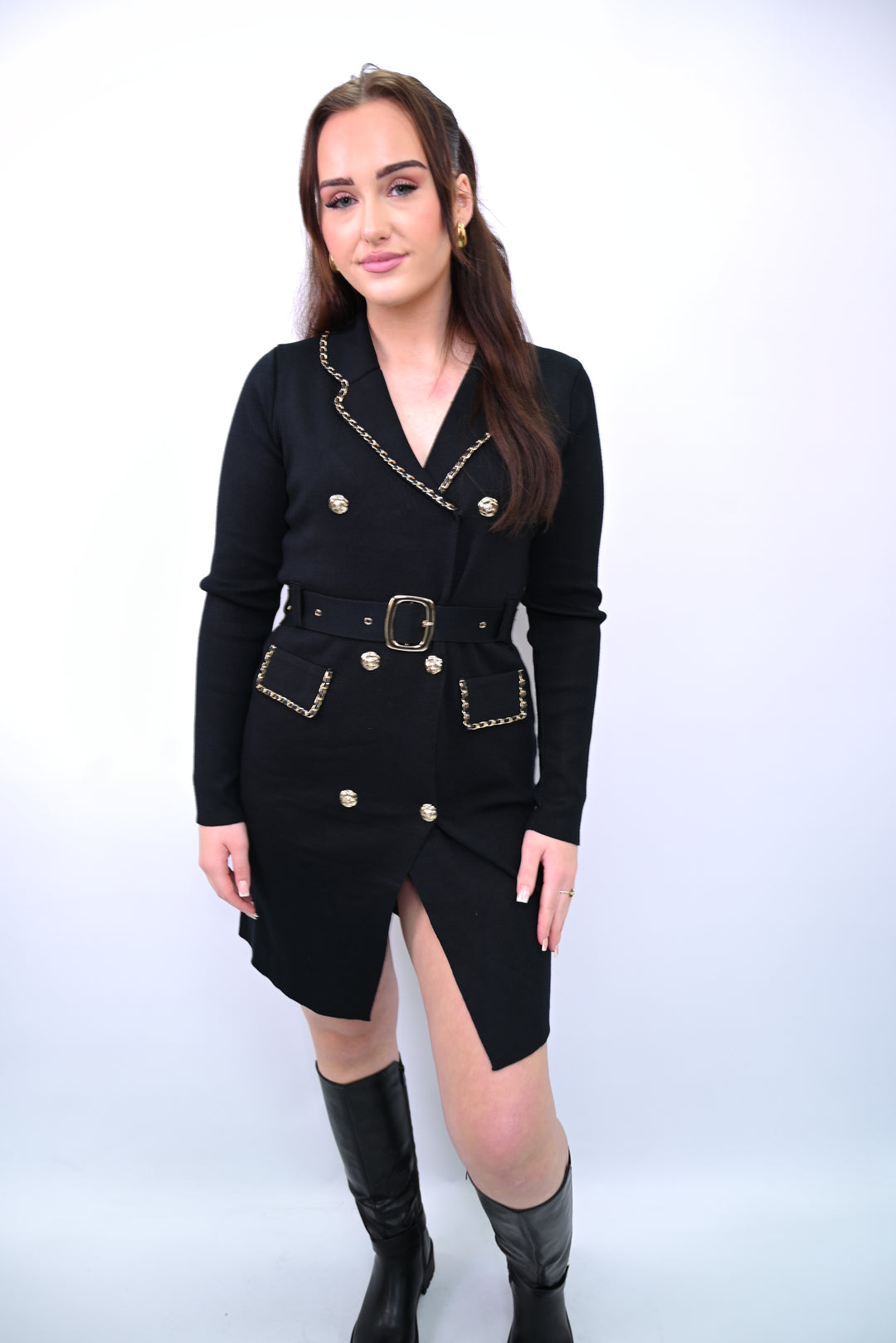 Chain Command Belted Dress 663