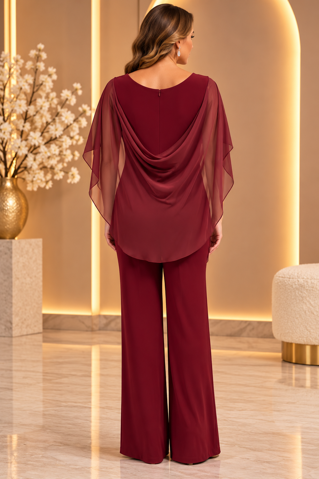 Frank Lyman – Elegant Chiffon Draped Jumpsuit 228161