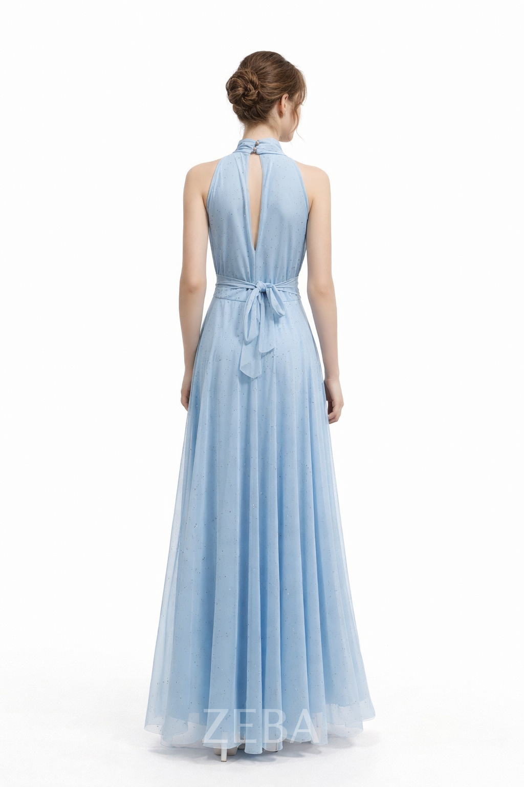 Midnight Grace Halter Glitter Maxi Gown – Elegant Open Back Evening Dress 20037