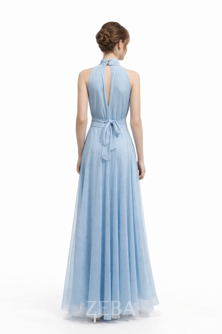 Midnight Grace Halter Glitter Maxi Gown – Elegant Open Back Evening Dress 20037