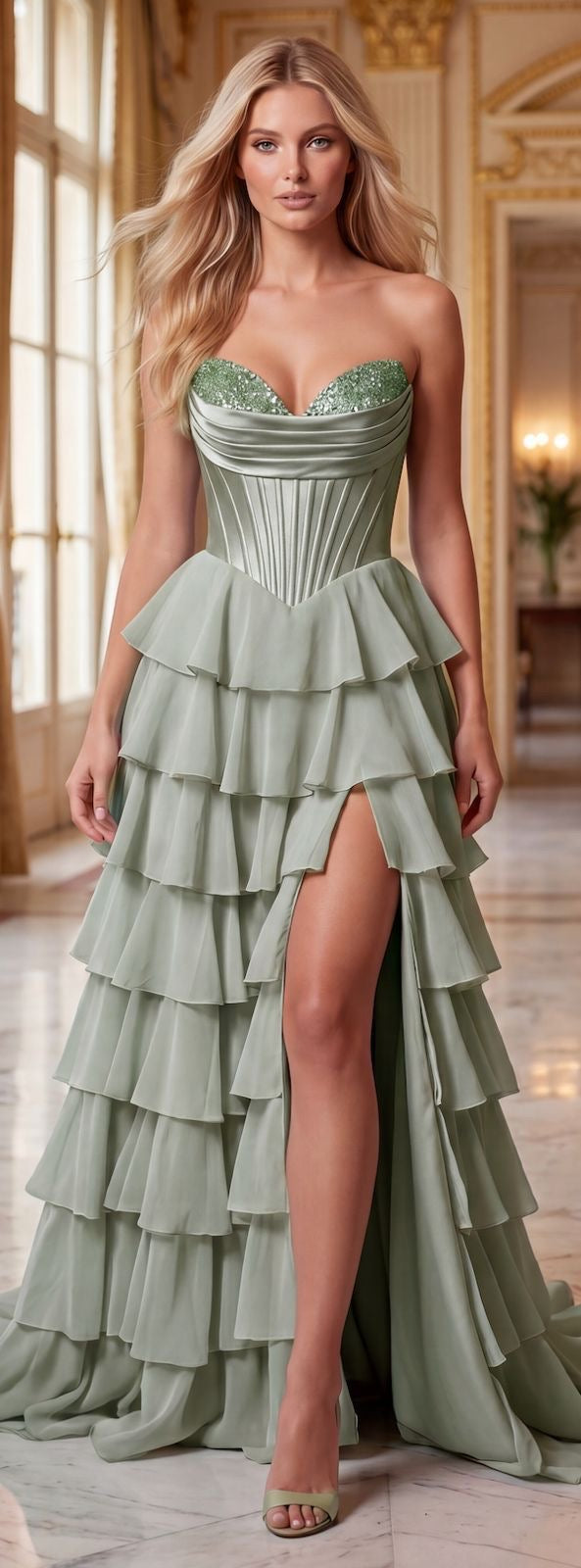 Celestia Ruffle Glam Gown 26196