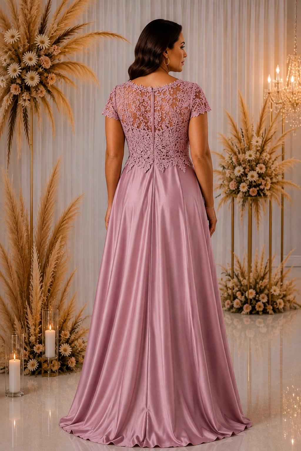 Celeste Lace Satin Gown – Curve Collection 9435