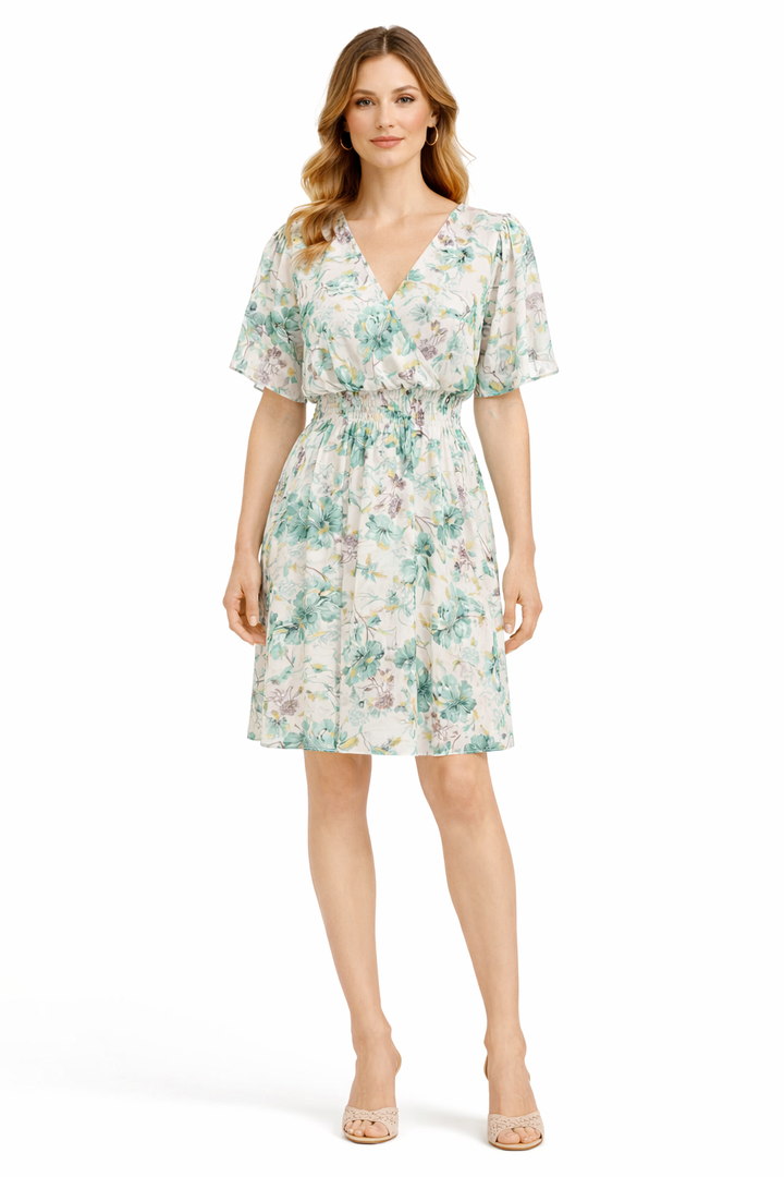 Luna Floral Zomerjurk met Gouden Details 55162