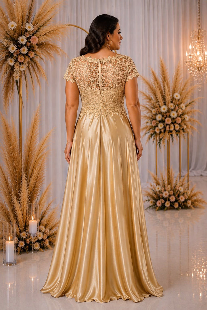 Celeste Lace Satin Gown – Curve Collection 9435