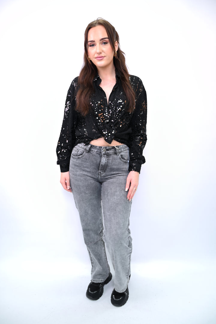 Noir Pulse Sequin Top CY5367A