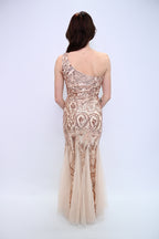 Midnight Elegance – One-shoulder avondjurk met verfijnde details 16552