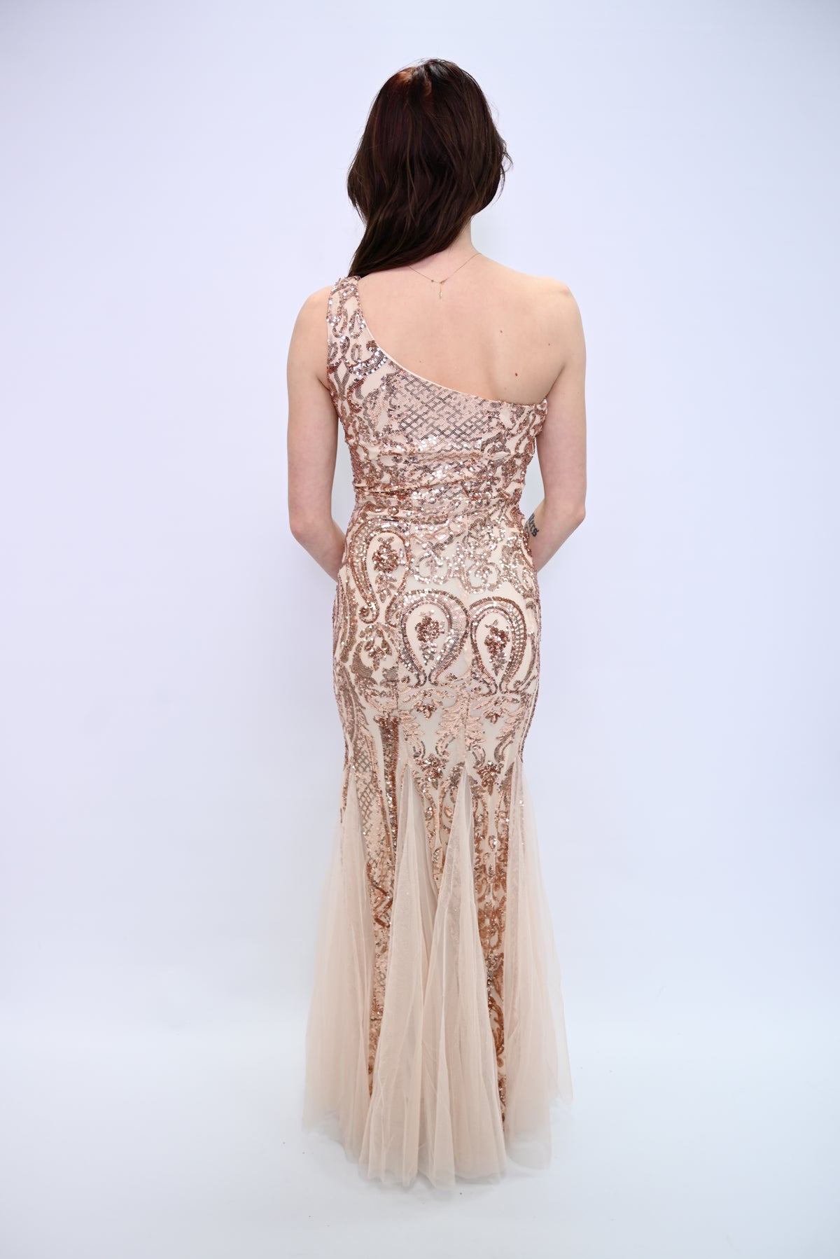 Midnight Elegance – One-shoulder avondjurk met verfijnde details 16552
