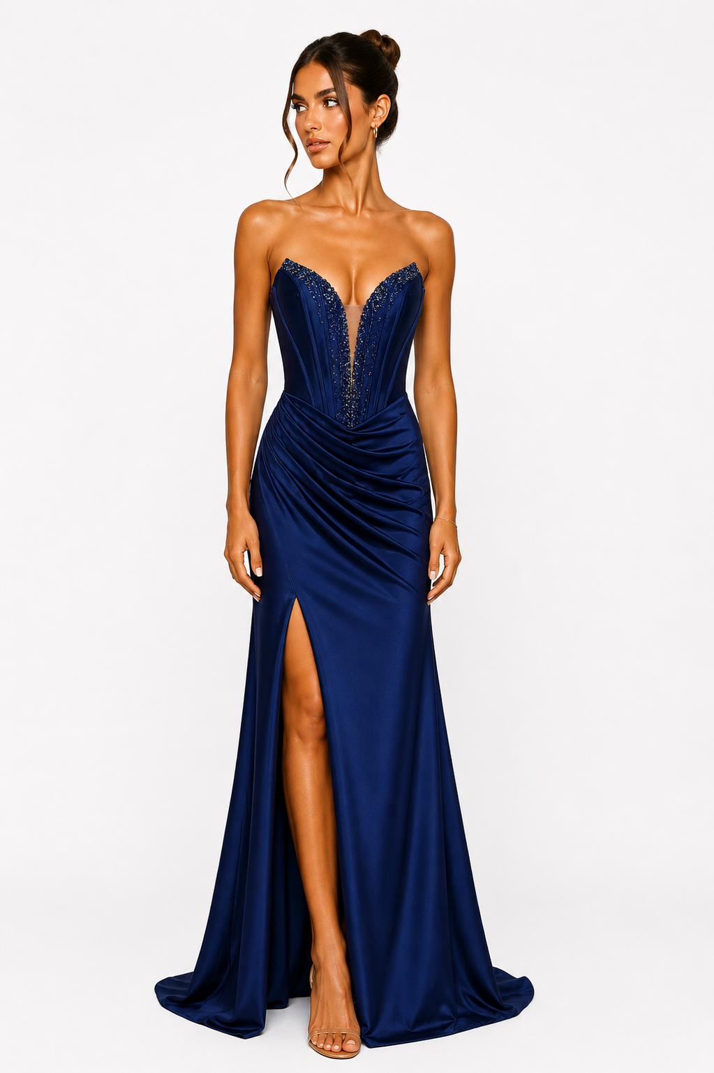 Ruby Elegance Corset Gown – Satin Luxe Edition F86059