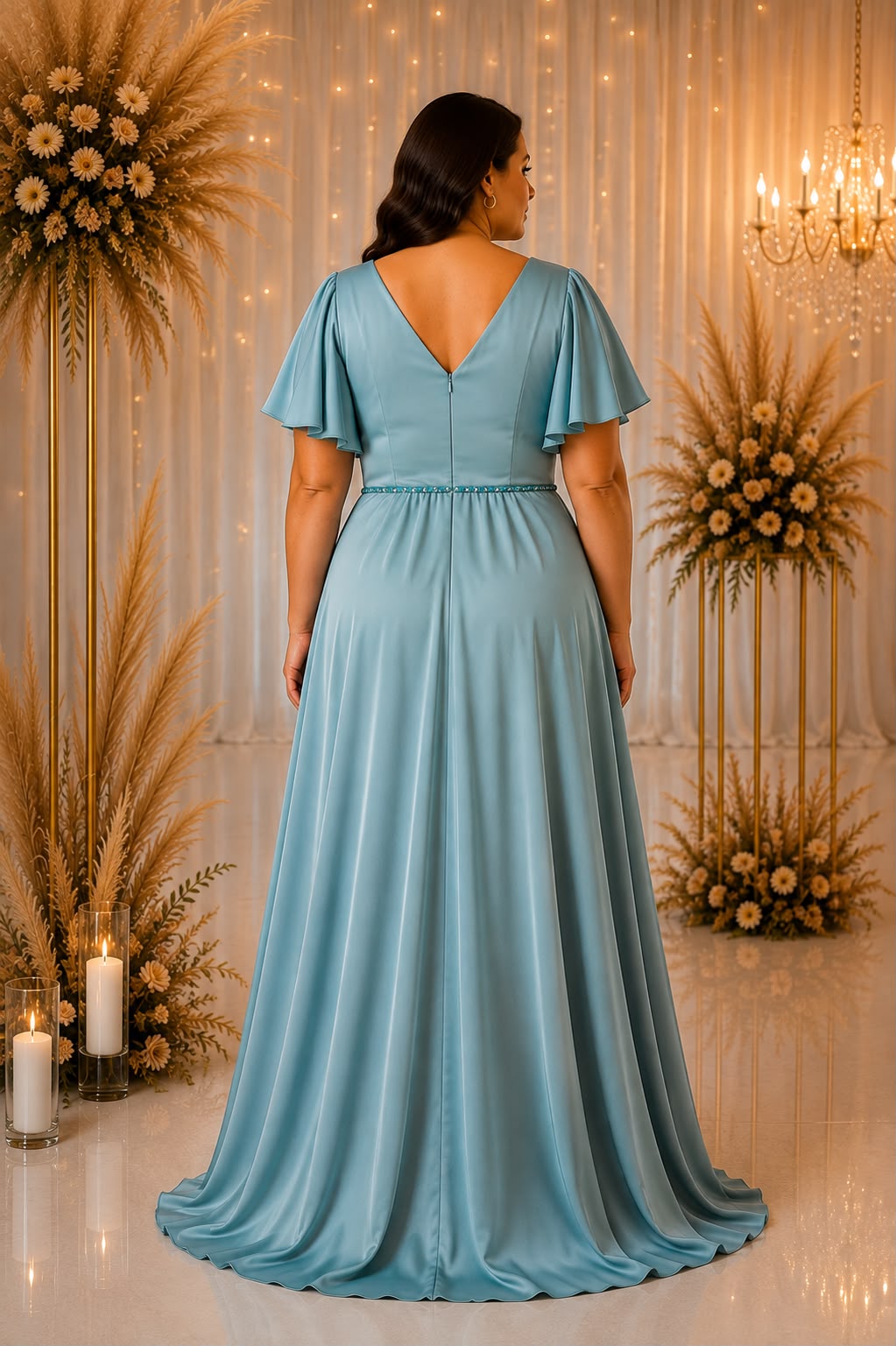 Amara Satin Evening Gown – Curve Collection R8331G