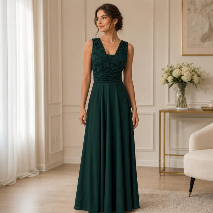 Evelyn Lace Waist Evening Gown 32082