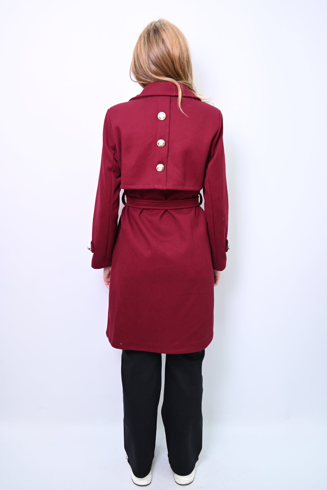 Crimson Veil – Belted Statement Coat 88139