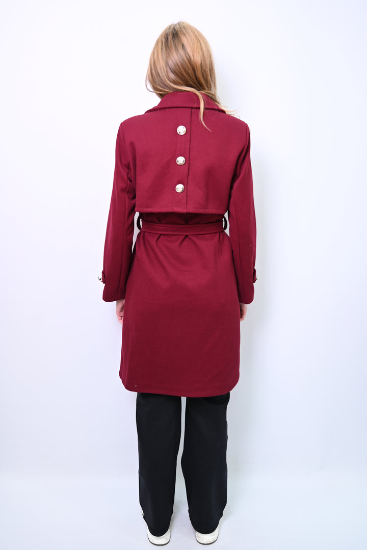 Crimson Veil – Belted Statement Coat 88139