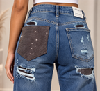 Diamond Pocket Straight Leg Jeans – Blue W118-2