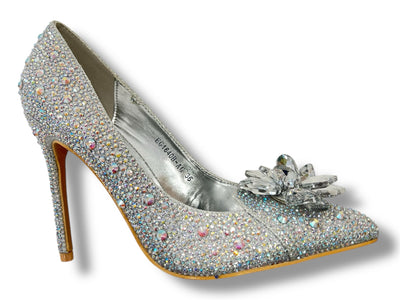 Glinsterende Luxe Hakken met Strass en Bloemdecoratie EG1640B