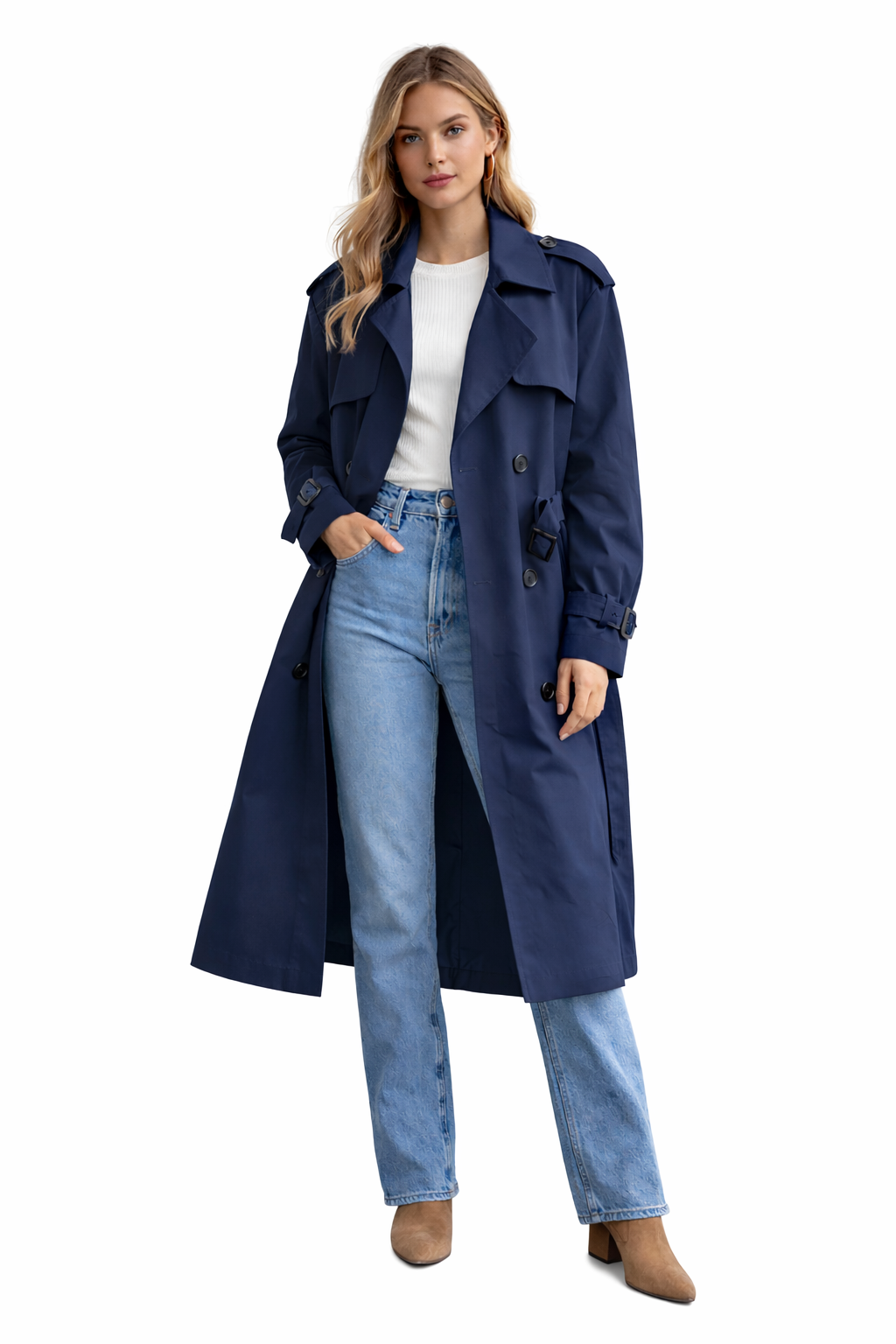Elegante Dames Trenchcoat – Lange Manteljas 11092