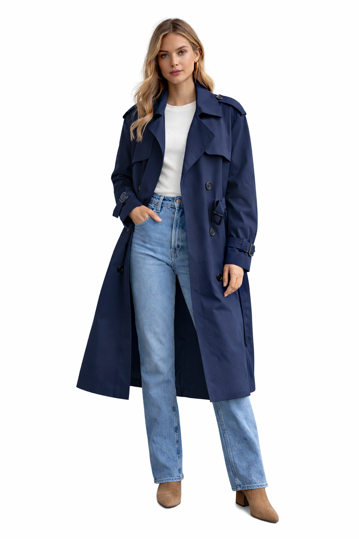 Elegante Dames Trenchcoat – Lange Manteljas 11092
