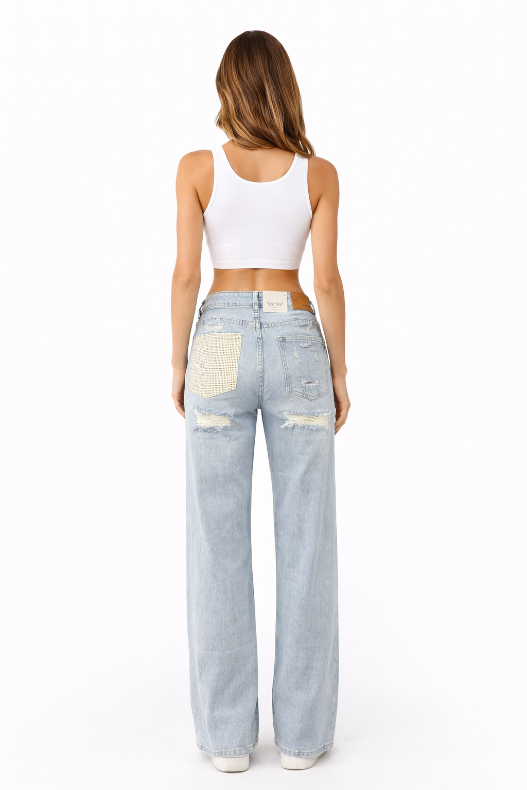 🧡SeeSee Wide Leg Jeans – Orange Spark Pocket 💛 Butter Yellow Spark Pocket A3976