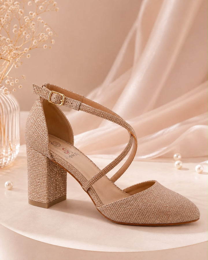 Sienna Glitter Pumps – Roségoud J-216