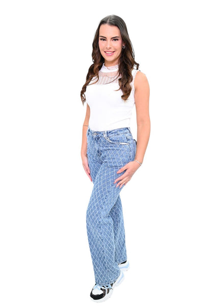 Wideleg jeans stretch H801-2