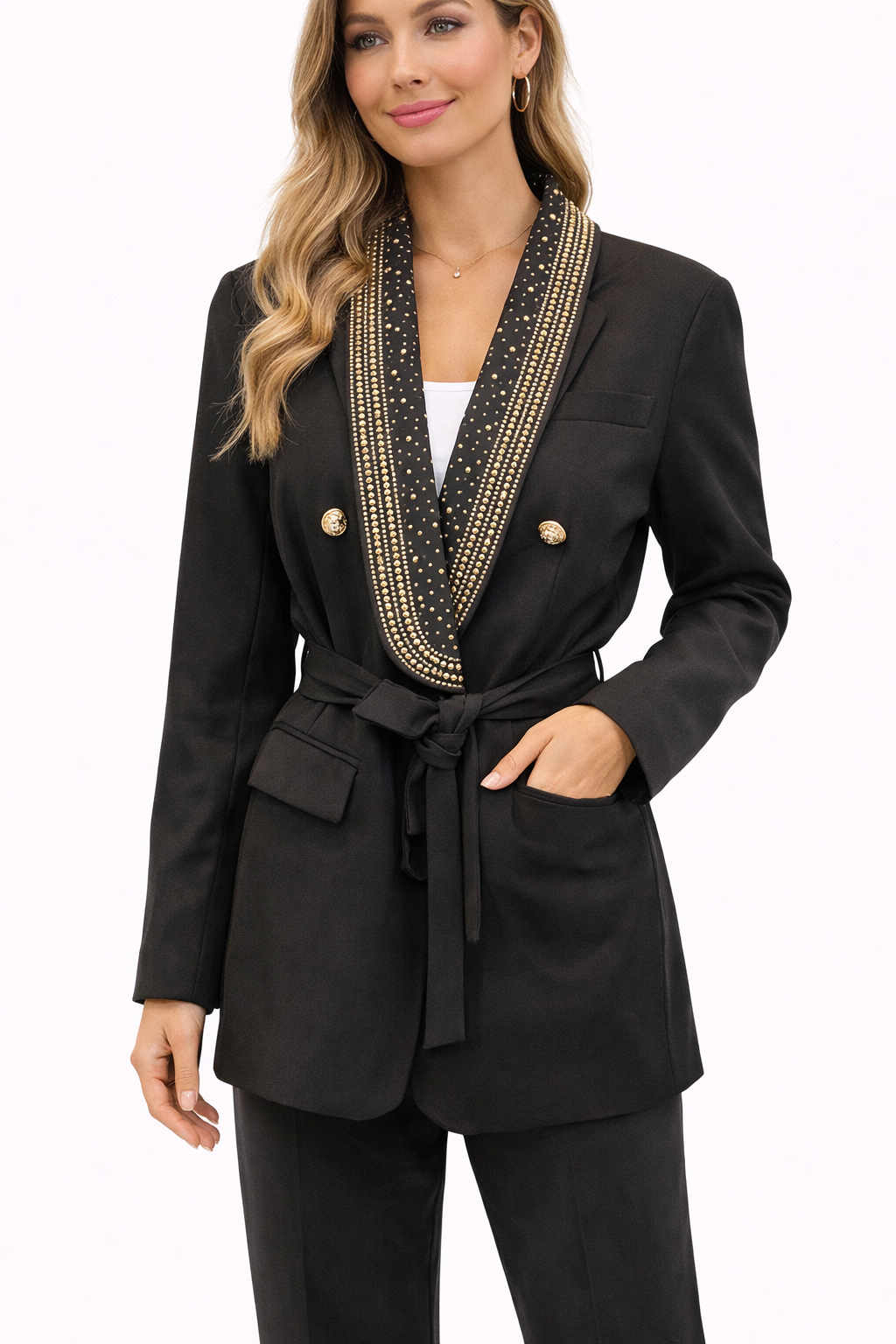 Monroe Royale Studded Blazer – Burgundy 1856