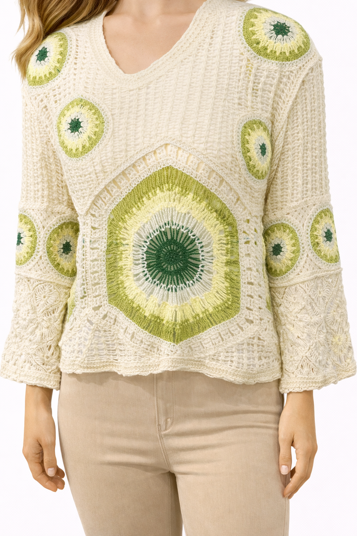 Bohemian Crochet Top – Zwart/Wit Ibiza Style M501