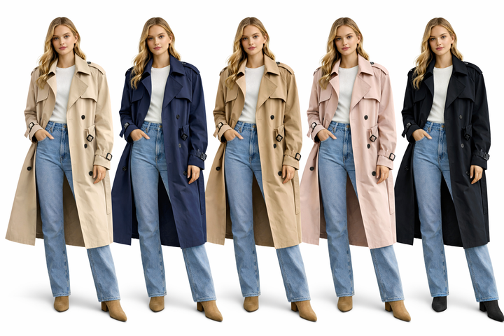 Elegante Dames Trenchcoat – Lange Manteljas 11092